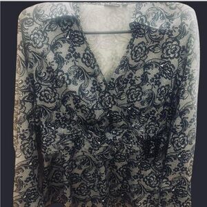 Floral Lace Women Top - Black and White